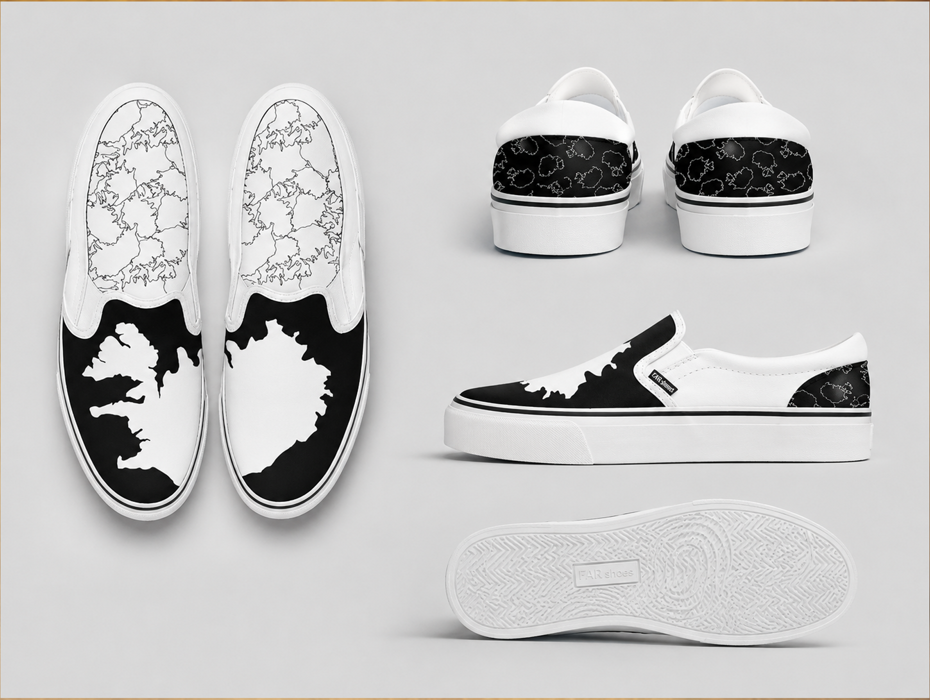 Cruser — slip-on shoes with Iceland-map silhouette