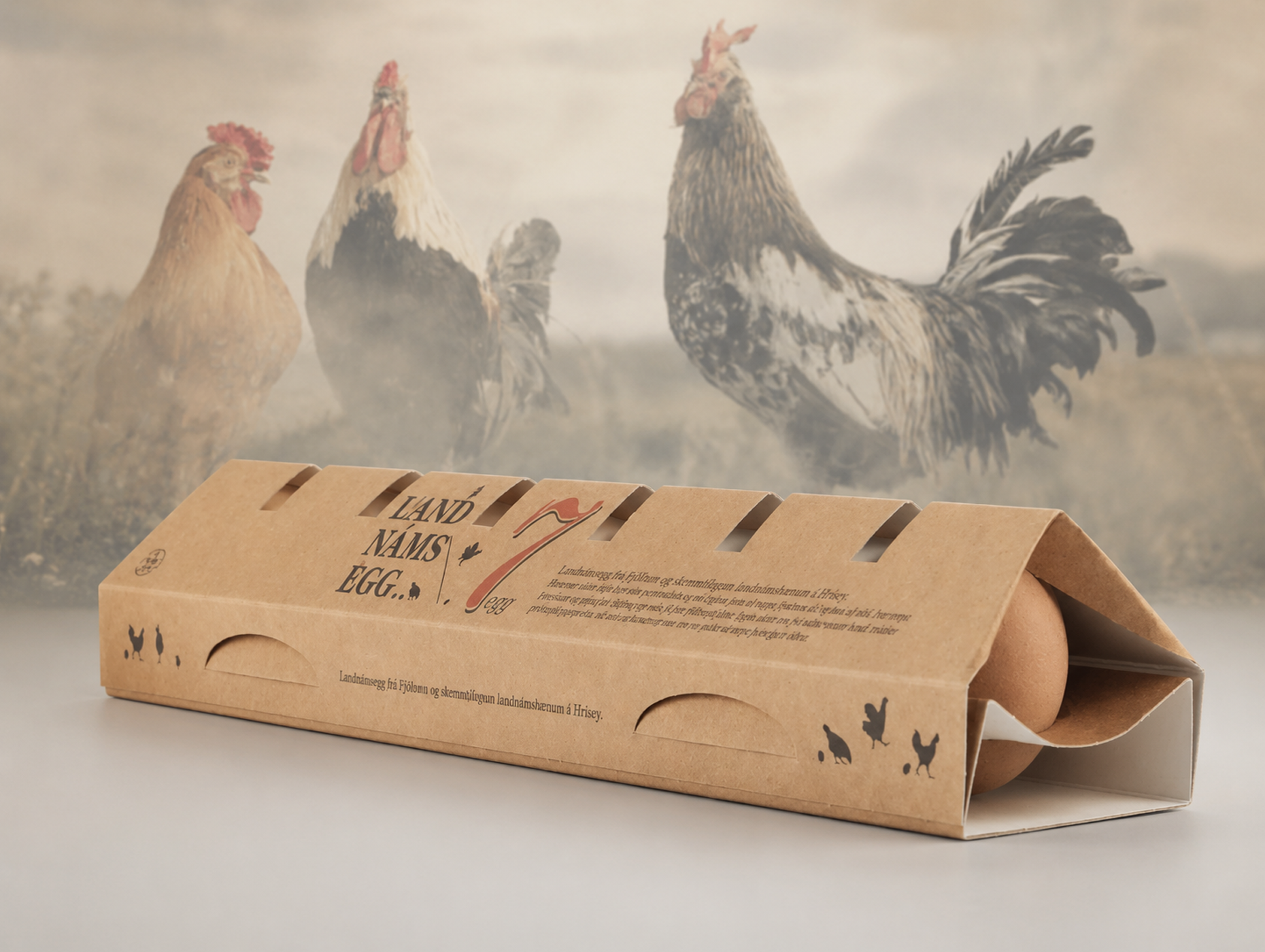 Landnámsegg — kraft 7-pack egg carton