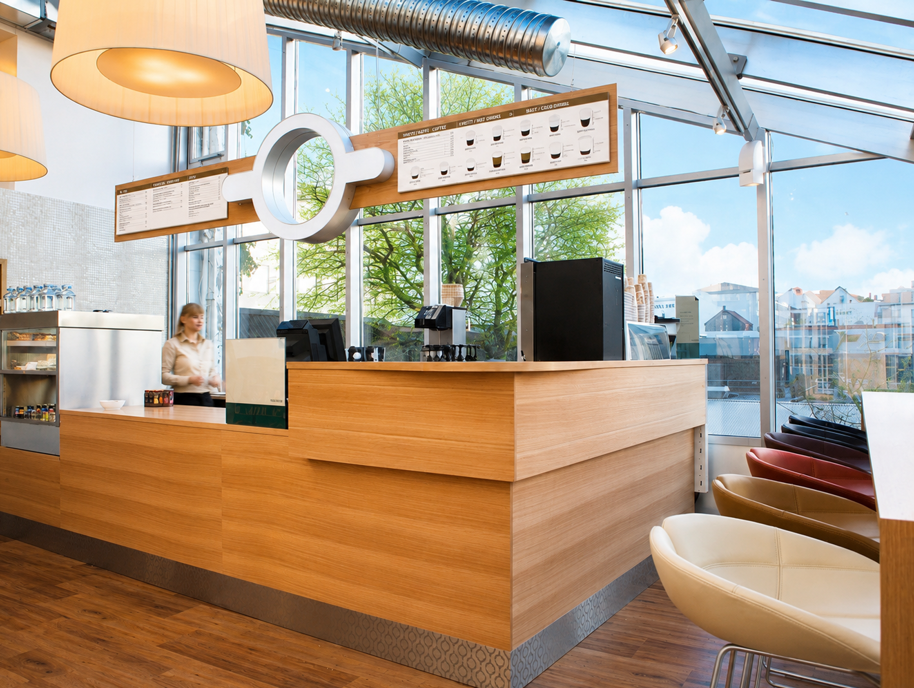 Te & Kaffi — café interior with tap-handle menu fixture