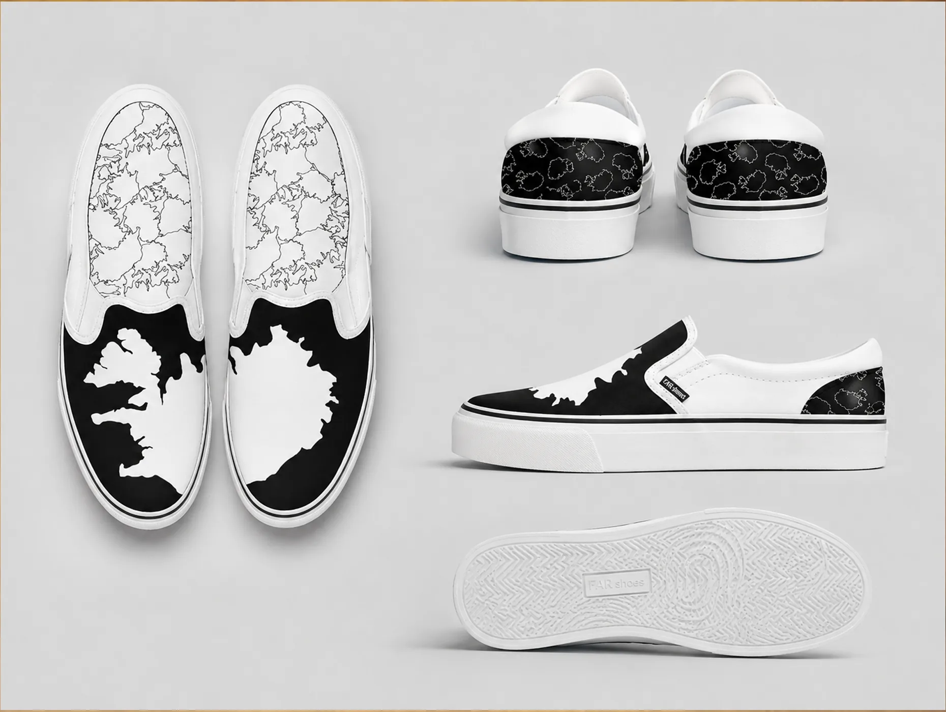 Cruser — slip-on shoes with Iceland-map silhouette