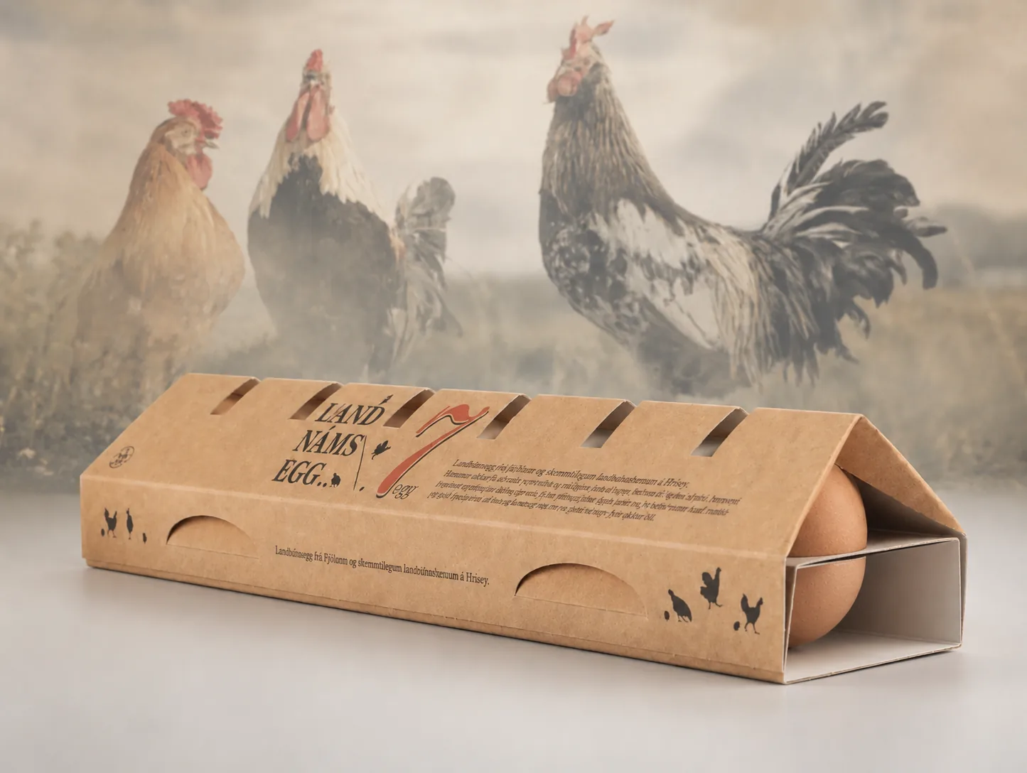 Landnámsegg — kraft 7-pack egg carton