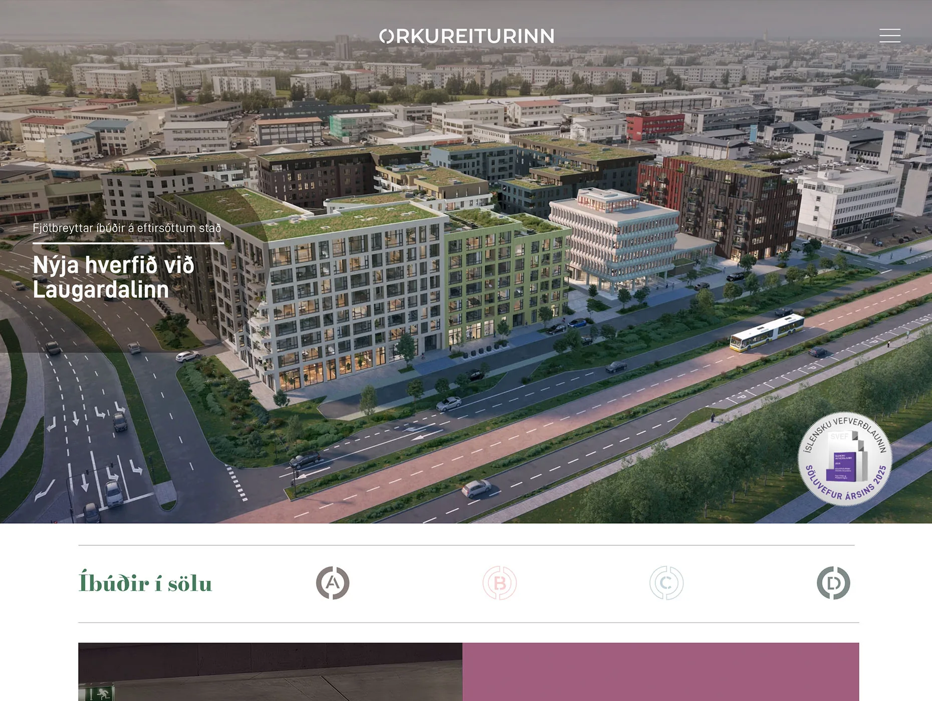 orkureiturinn.is — sales site for 462 apartments in central Reykjavík